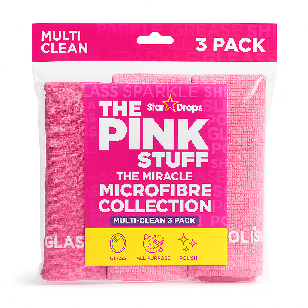 The Pink Stuff Microfiber cleaning cloth pink (3 pieces)
