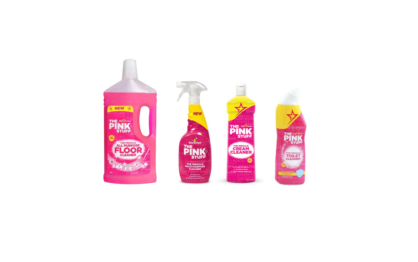 Stardrops The Pink Stuff Bundel - Detergente per pavimenti, Detergente universale, Cream Cleaner e Toilet Cleaner