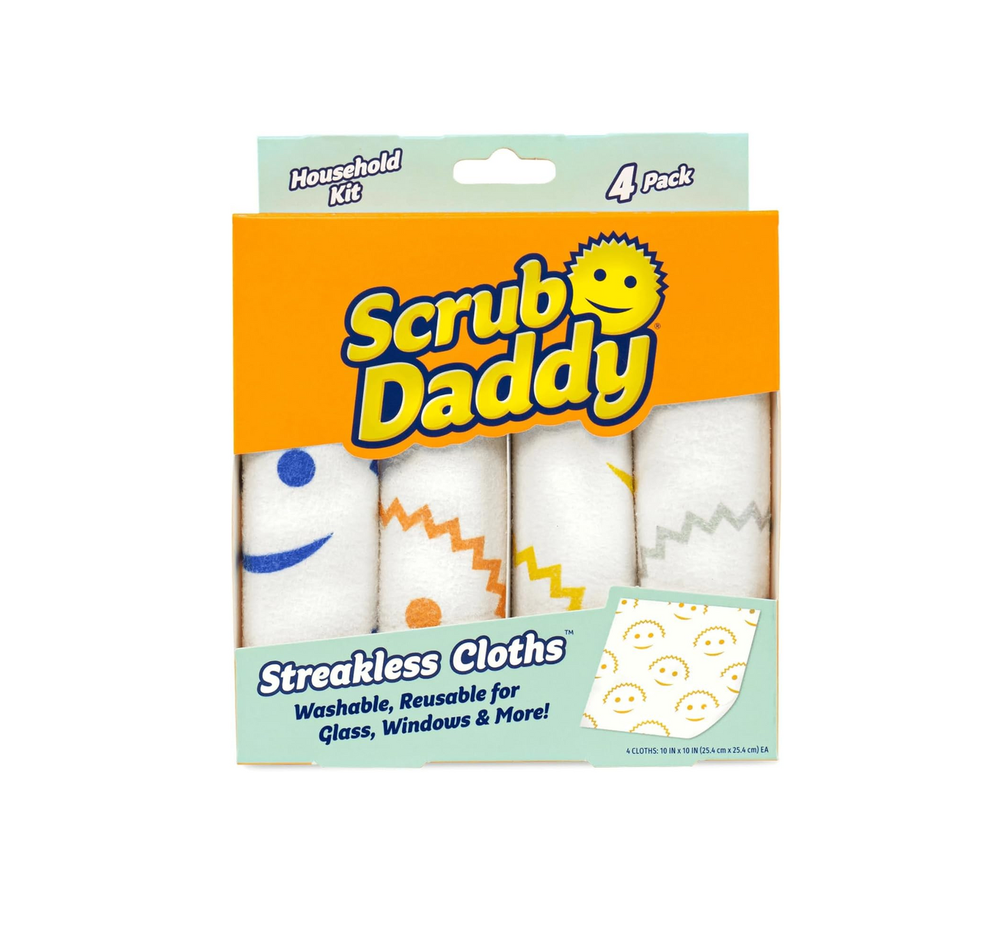 Scrub Daddy Bezešvé čisticí utěrky – balení 4 kusy | Opakovaně použitelné a pratelná utěrky na sklo, elektroniku, okna a domácí spotřebiče