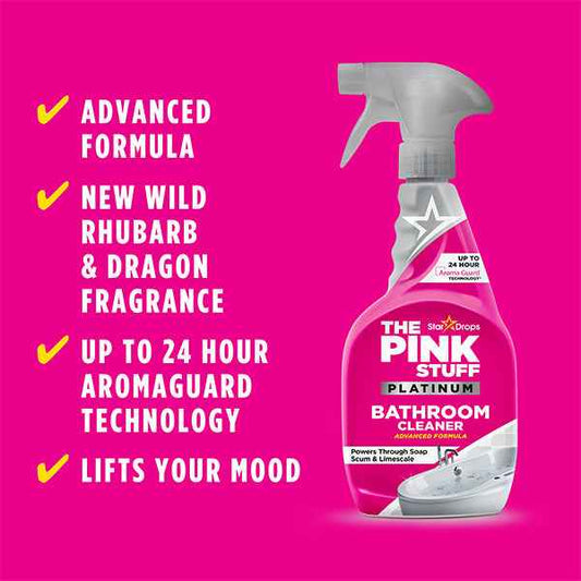 The Pink Stuff Platinum Badkamerreiniger 750 ml – Krachtige Spray tegen Kalk & Zeepresten