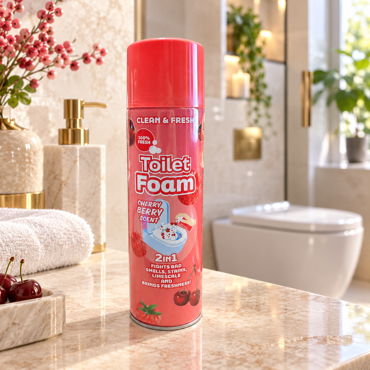 Clean & Fresh Toilet Foam Cherry Berry 500ml – wc-puhdistusvaahto