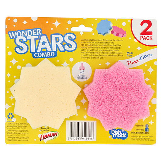 Esponjas para fregar sin rayas Dishmatic con fibra flexible – Multifuncionales y resistentes a olores (paquete de 2)
