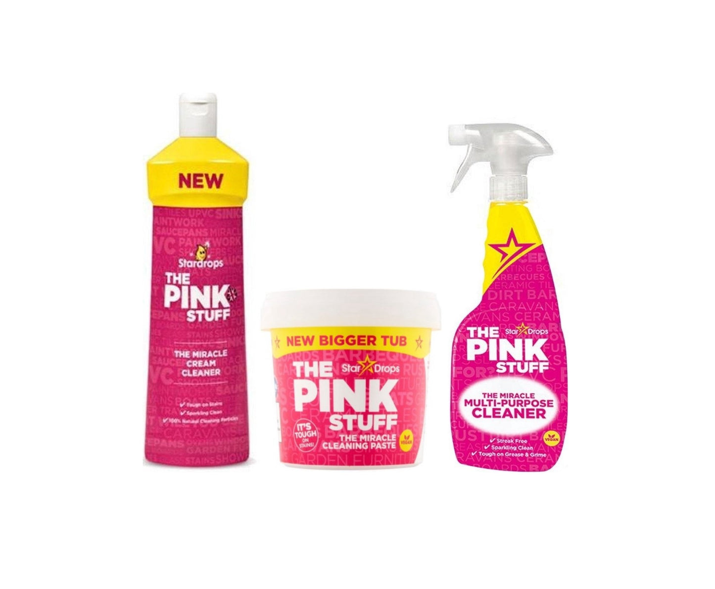 Stardrops The Pink Stuff Bundel - Detergente Crema 500ml + Pink Stuff Pasta 850g + Spray Multi Detergente 750ml