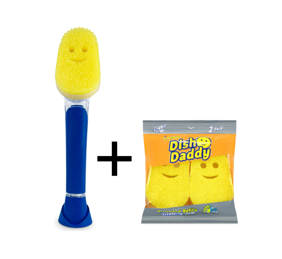 Spazzola per piatti Scrub Daddy - Incl. 2 spugne extra - Blu