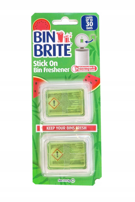 Bin Brite Stick-On Ambientador para Cubo de Basura – Sandía y Bambú | Mantén tu cubo de basura fresco hasta 30 días | Ambientador para cubos de basura