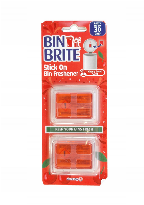 Bin Brite Stick-On Bin Freshener – Cherry Bomb | Ambientador para Contentores de Lixo | Até 30 Dias de Frescura