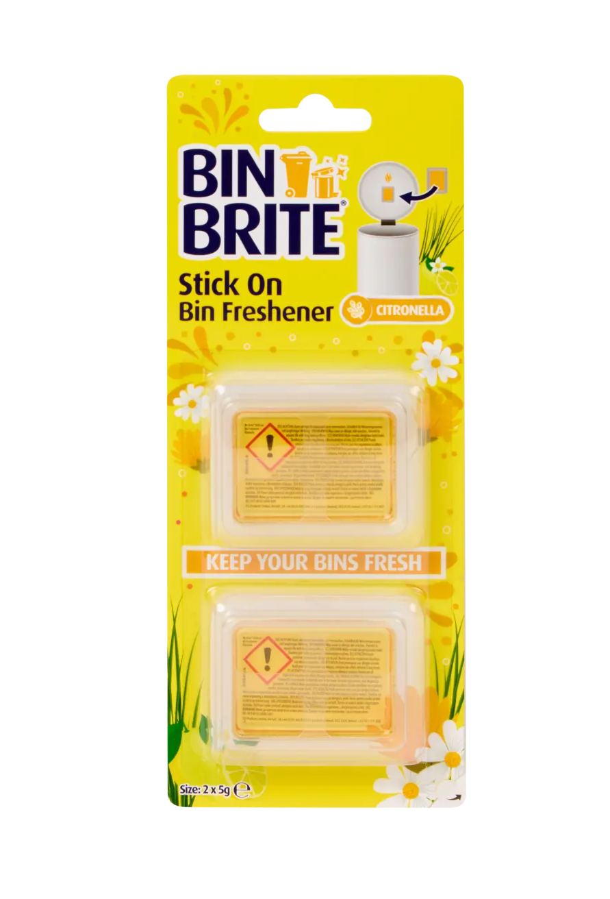 Bin Brite Adhesivo Ambientador para Cubo de Basura Citronela – Eliminador de Olores para Cubo y Contenedor – 2 Unidades