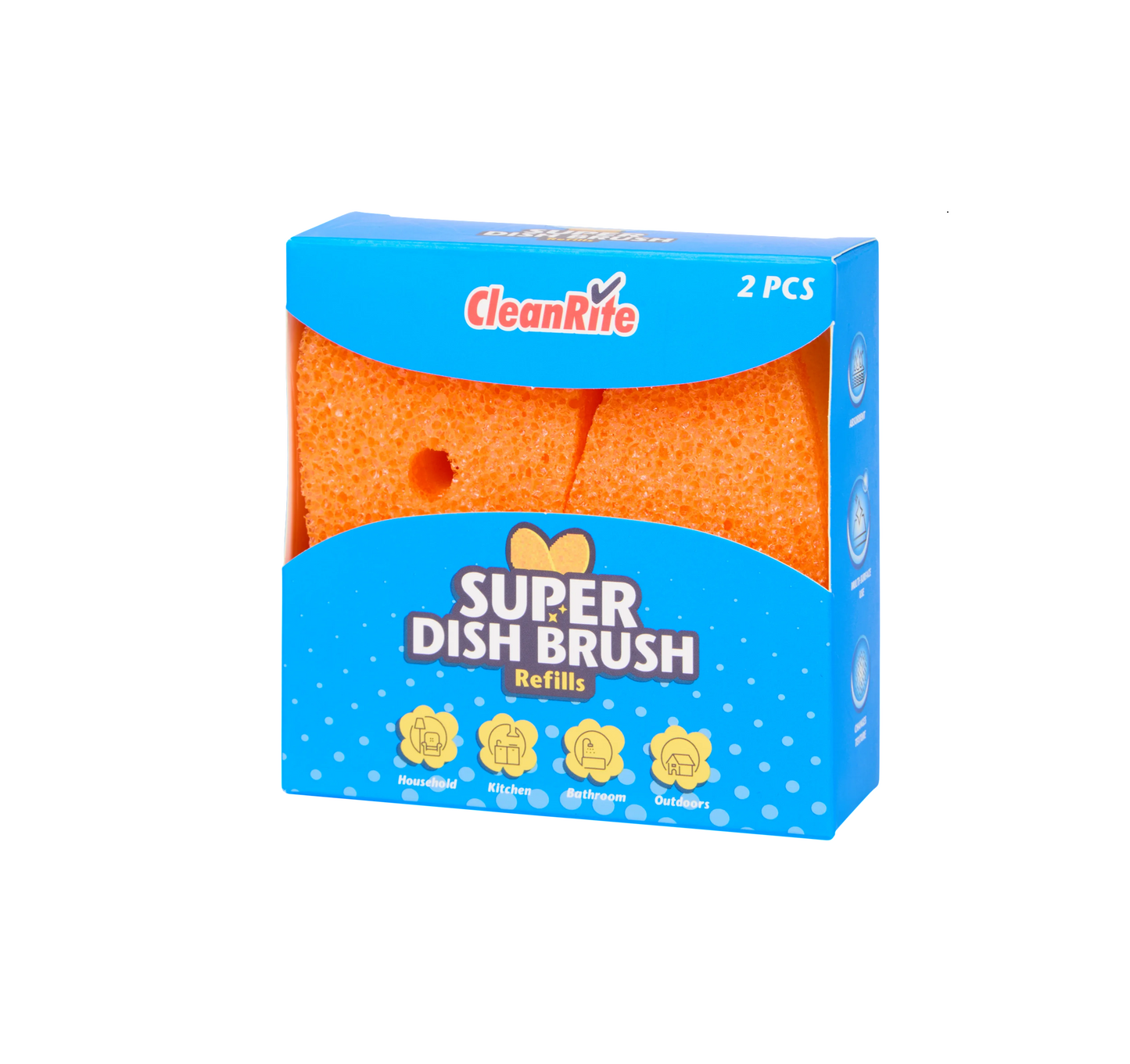 CleanRite Scrub Brush Refill – 2 Orange Dish Sponges