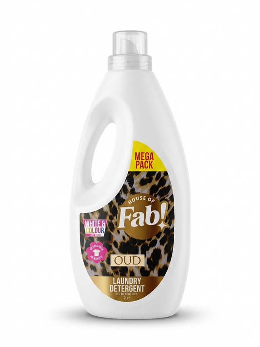 Fabulosa Detergente para Ropa Oud Mega Pack 2L – Detergente para Ropa Blanca y de Color con Aroma de Oud de Lujo
