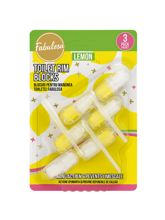 Bloques de inodoro Fabulosa – 3 piezas - Limón - Aroma fresco y protección contra la cal