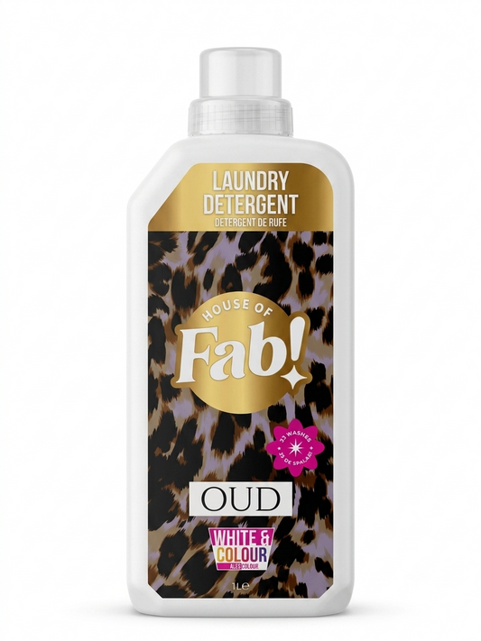 Fabulosa Detergente para Ropa Oud 1L – Detergente para Ropa Blanca y de Color con Aroma de Oud de Lujo – 33 Lavados