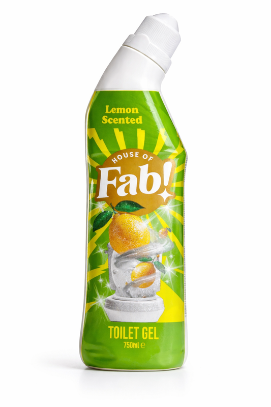House of Fab Gel para Inodoro Limón 750ml – Limpiador WC Limón – Limpiador Potente para Inodoros contra Cal, Sarro y Suciedad – Gel para Inodoro con Aroma Fresco a Limón