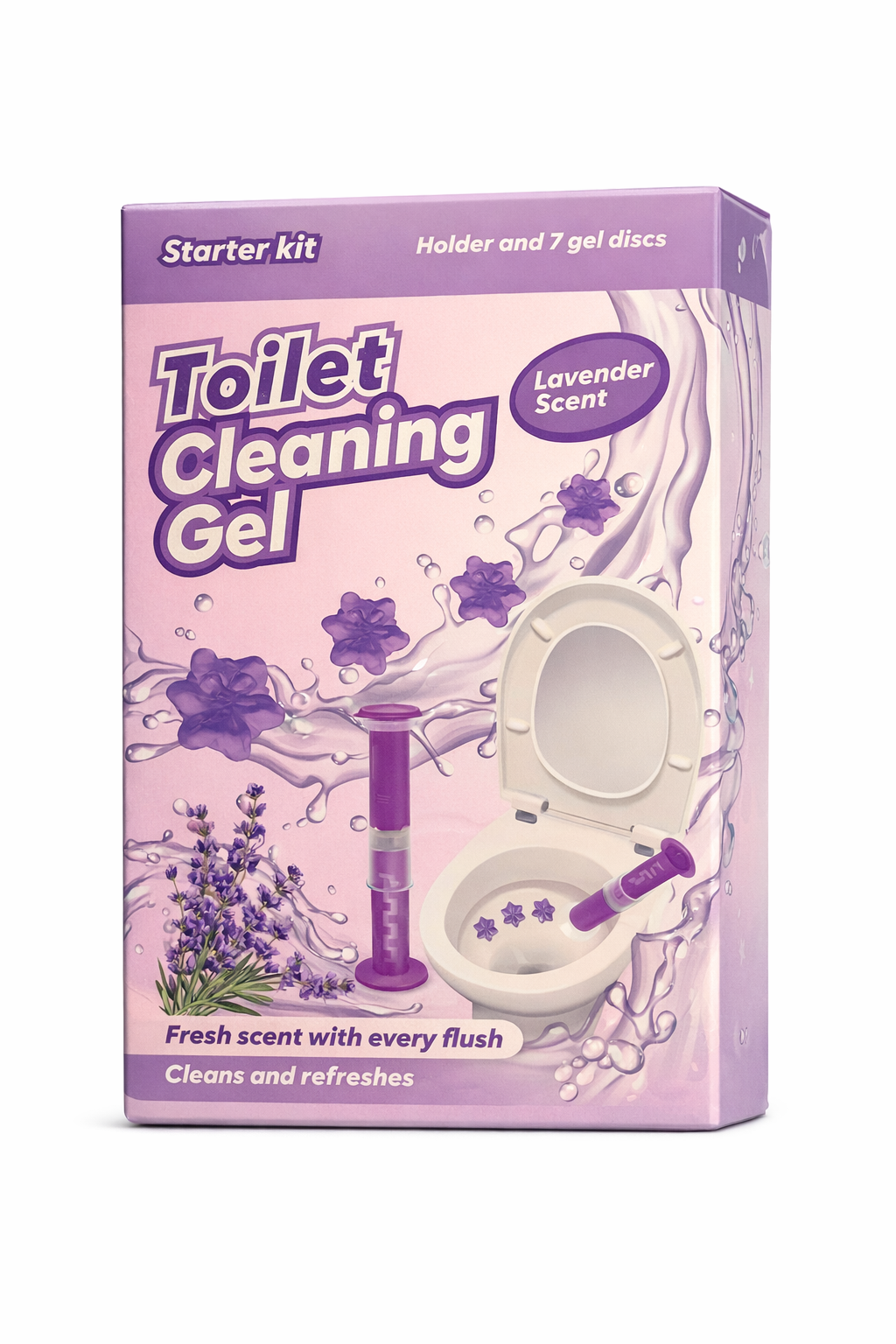 Toilet Cleaning Gel Starter Kit – Lavendel Geur – Houder + 7 Gel Discs – Toiletverfrisser & Reinigingsgel - ViralCleaning