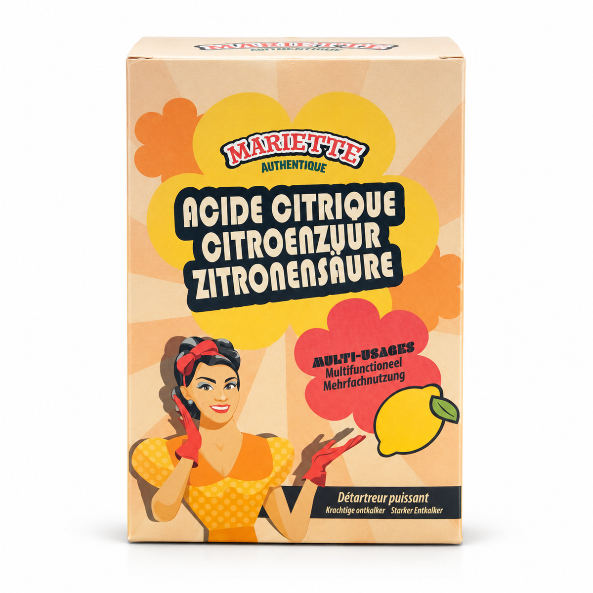 Mariette Authentique -sitruunahappo 500g – tehokas monikäyttöinen kalkinpoistoaine