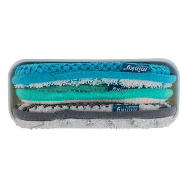 Caja de almacenamiento Minky con almohadillas de limpieza – Paquete de 3 (Blanco/Gris, Microfibra)