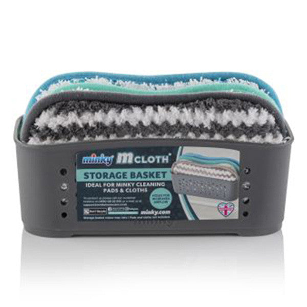 Caja de almacenamiento Minky con almohadillas de limpieza – Paquete de 3 (Gris)