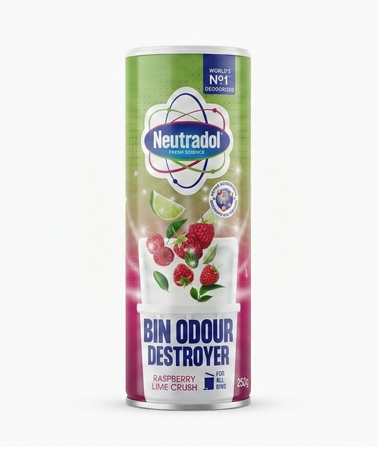 Neutradol Raspberry Lime Crush Desodorante para Basura 250g – Neutralizador de Olores para Todos los Contenedores de Basura – Aroma Fresco a Frambuesa y Lima