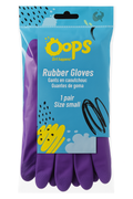 Oops Guantes de goma – Guantes de limpieza de goma morados – Guantes domésticos duraderos para fregar, limpiar y hacer tareas – Small