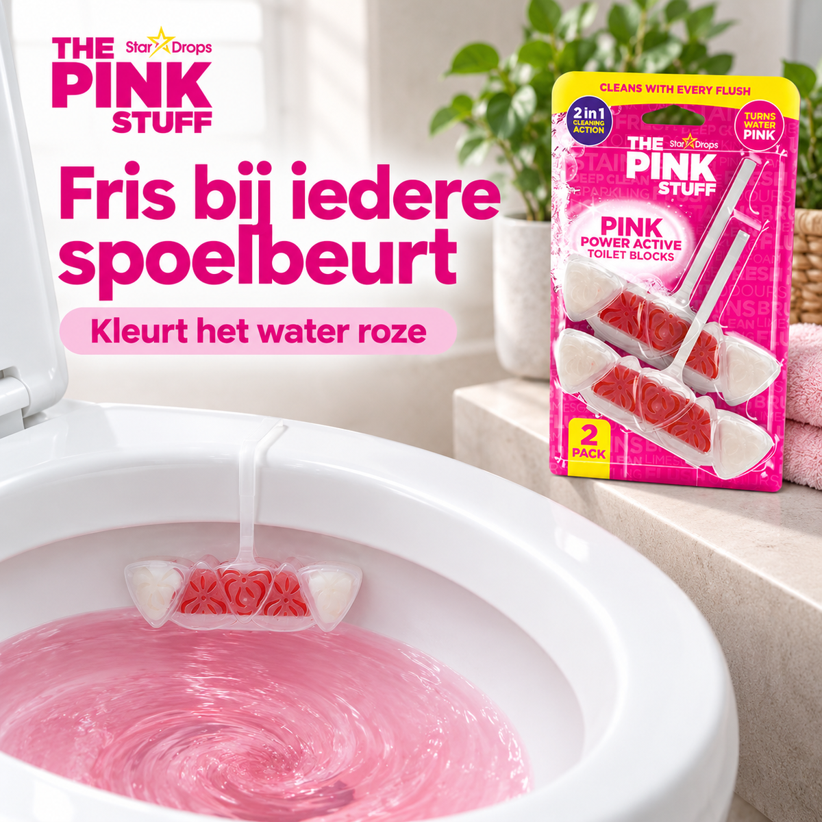 The Pink Stuff Power Active -wc-puhdistustabletit - 2 kpl