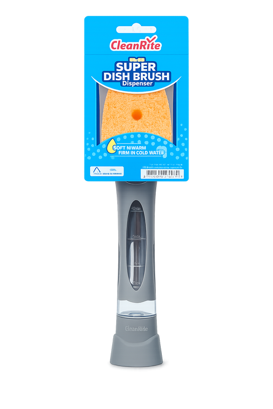 Esponja de limpieza CleanRite con dispensador – Esponja lavavajillas recargable con mango – Gris