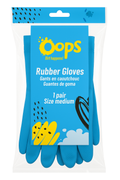 Oops Rubber Gloves – Blue Rubber Cleaning Gloves – Comfortable, Non-Slip Household Gloves for Washing Dishes & Cleaning – Size Medium
