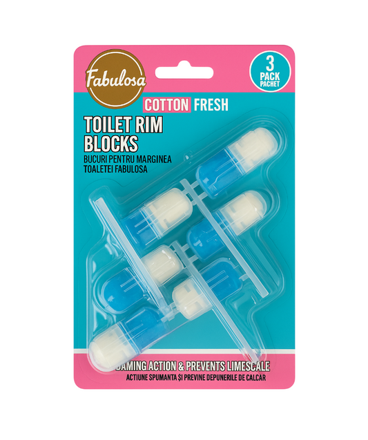 Bloques de inodoro Fabulosa – 3 piezas - Algodón Fresco - Aroma fresco y protección contra la cal
