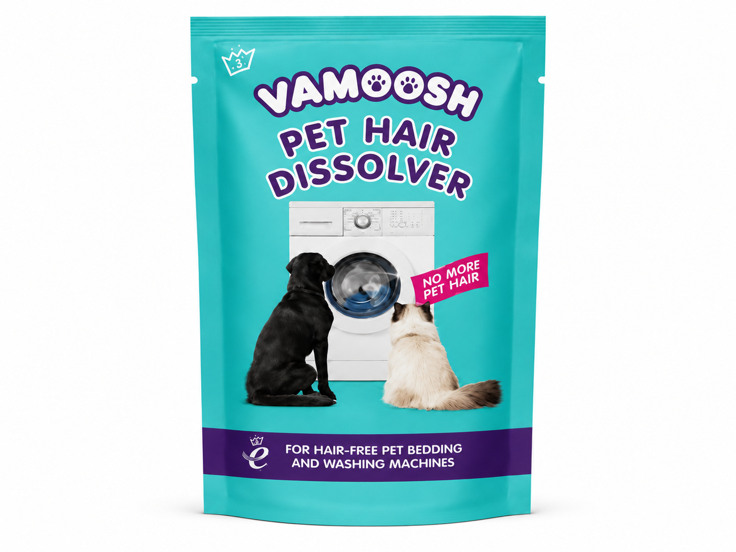 Vamoosh Disolvente de Pelo de Mascotas – Disolvente para Pelo de Animales para Lavadora – Elimina Pelo de Perro y Gato de Cojines, Mantas y Toallas para Mascotas