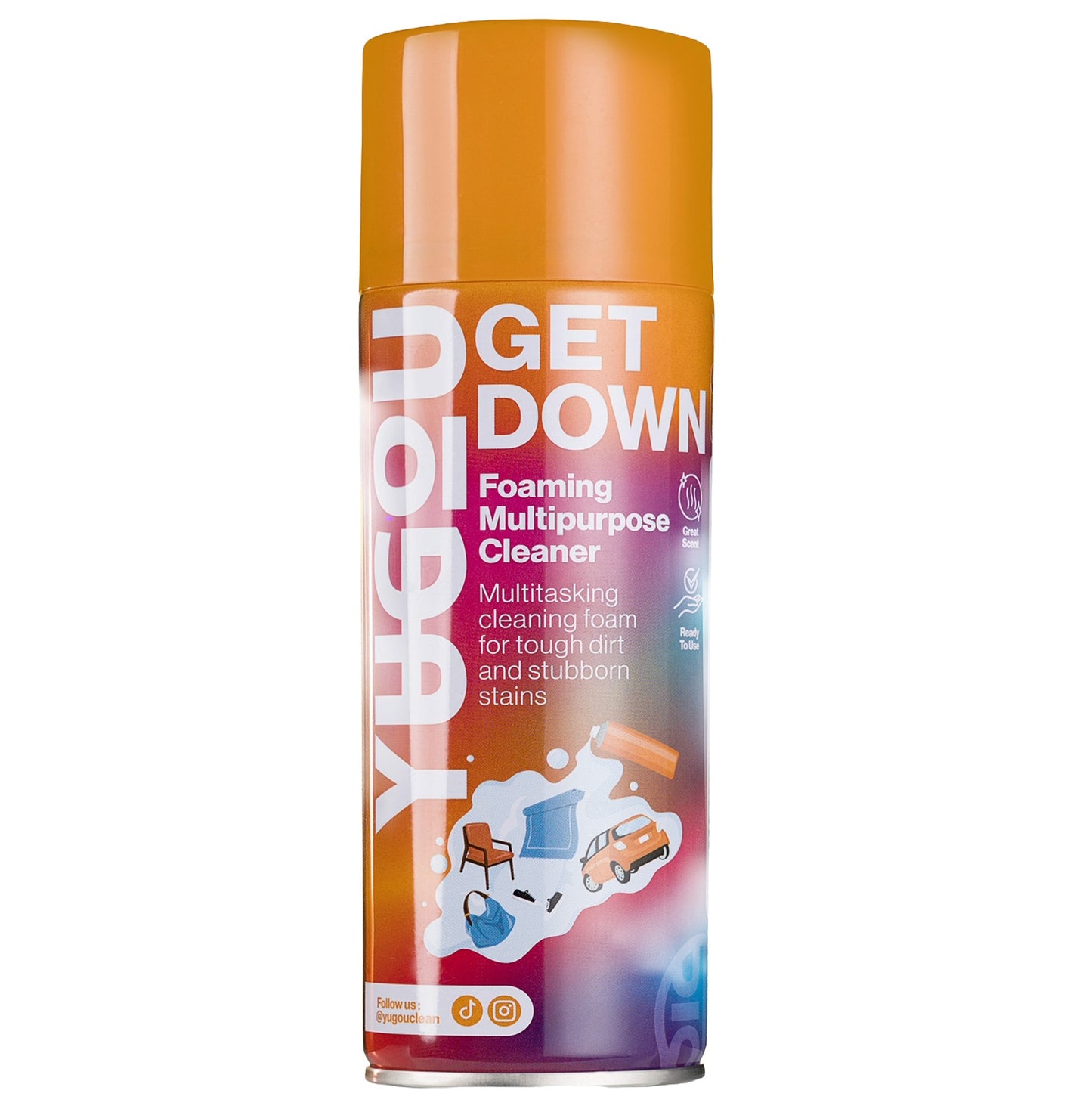 YUGOU Get Down Pianka Wielofunkcyjny Środek Czyszczący 450 ml – Skuteczny Środek Do Czyszczenia Z Formułą Pieniącą Do Użytku Wewnątrz i Na Zewnątrz