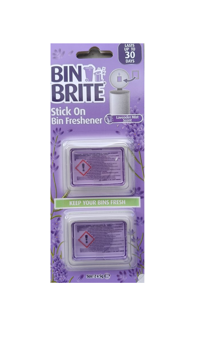 Bin Brite Stick-On Ambientador para Cubo – Aroma a Lavanda | Mantén tu cubo de basura fresco hasta 30 días | Ambientador para cubos de basura