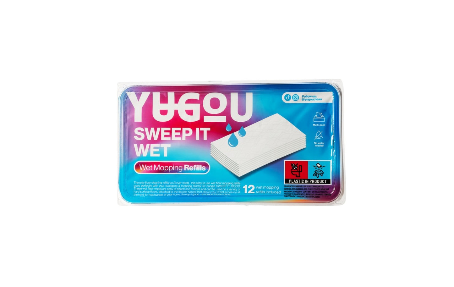 YUGOU Sweep It Wet - Recambio de toallitas para limpieza de suelos (12 unidades)