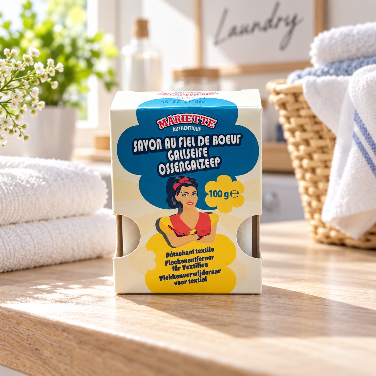 Jabón de bilis de buey Mariette Authentique (100 g) – Quitamanchas para tejidos